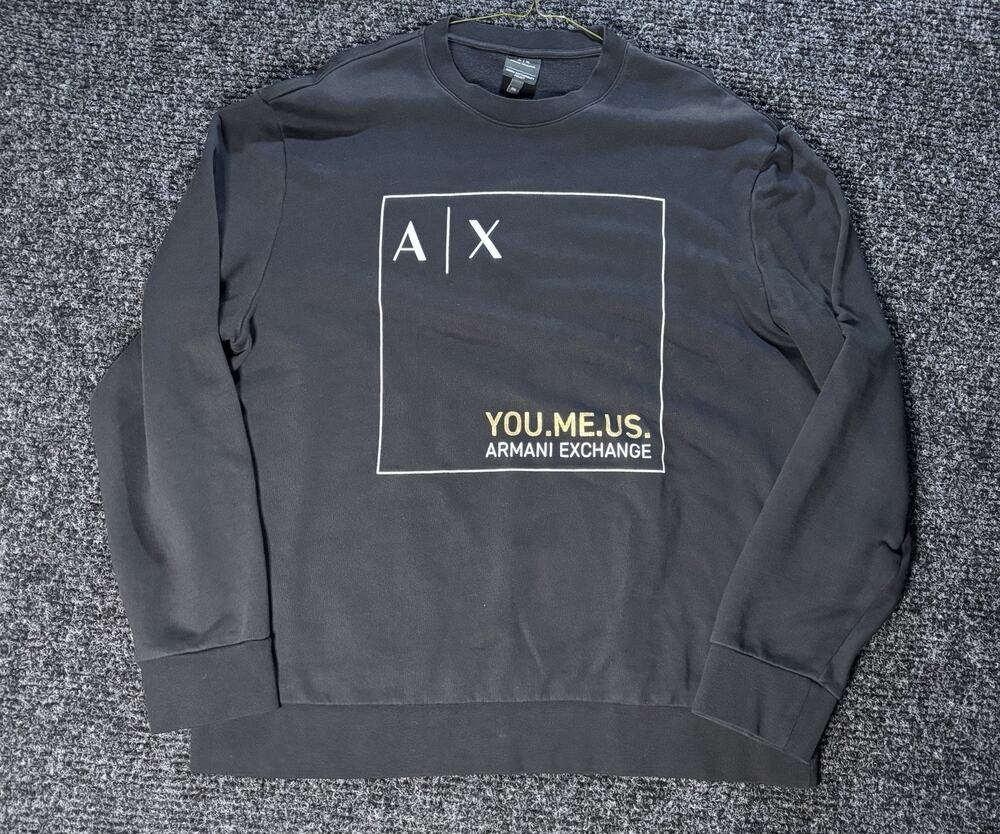 Armani Exchange A|X Men's Black Crew Neck Pullover Sweatshirt XXL Graphic Logo